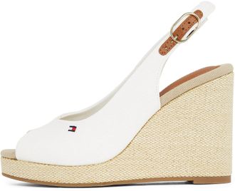 Tommy Hilfiger Womens Flag High Wedge Slingback Sandals, White (Ecru), 6.5
