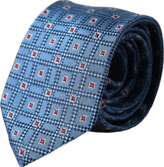 Dolce & Gabbana Mens Geometric Pattern Silk Necktie - Blue - One Size