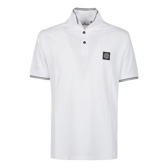 Stone Island Polo Shirts, male, White, Size: XL Short Sleeve Slim Fit Polo Shirt