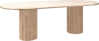 Richmond Interiors Grosser, ovaler Design Esstisch La Cantera aus Travertin, 240 x 100 cm
