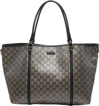 Gucci Black Gray Pvc Leather Tote Bag (Pre-Owned)