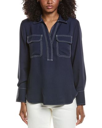 Vince Camuto V-Neck Half Placket Top