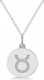Allurez Taurus Disk Zodiac Pendant Necklace 14k White Gold
