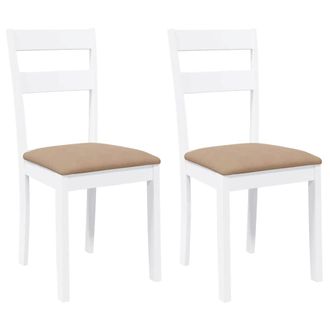 vidaXL Vidaxl - Sillas De Comedor Con Cojines 2uds Madera Maciza Blanco Caucho