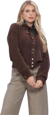 Ruby Tuesday Vivett Fluffy Knit Cardigan - Dames - Vesten - Bruin - M - Wol - Truien & Vesten