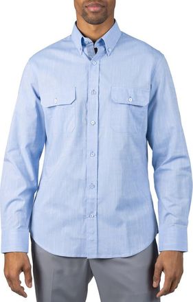 Tailorbyrd Signature Cotton Chambray Button-Down Shirt in Light Blue at Nordstrom Rack, Size Xx-Large