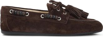 Miu Miu Deck Loafer - Dames - Bootschoenen - Bruin - 41 EU - Leer - Schoenen