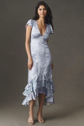 BHLDN Jacquard Ruffle Midi Dress