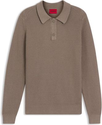 HUGO BOSS Relaxed-fit sweater in structured cotton with polo collar