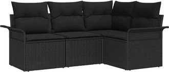 vidaXL Garden Sofa Set with Storage 4 pcs Black Poly Rattan vidaXL