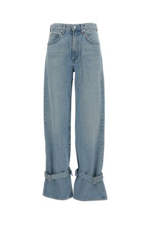 A Gold E Jeans With Cinched Hem