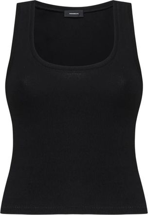 Wardrobe.NYC Zwarte Geribbelde Tanktop - Dames - Tops zonder mouwen - Zwart - M - Katoen - Tops