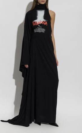 Balenciaga Asymmetrical Dress, Womens, Black