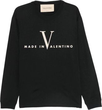 Valentino Tops, Heren, Zwart, XL, Logo Print Long Sleeve Top