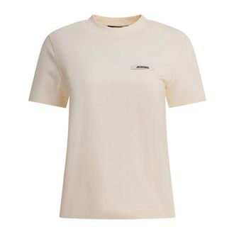 Jacquemus T-Shirts, female, Beige, Size: XS Gros Grain Short-Sleeve T-shirt