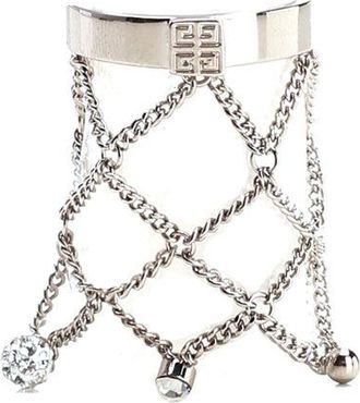 Givenchy Pearling Ring With Pearls And Crystals Gioielli Silver-Donna