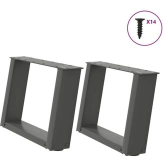 vidaXL Vidaxl - Patas Para Mesa De Centro En Forma De U (2 Unidades), Antracita, 40 X (30-31) Cm, Acero