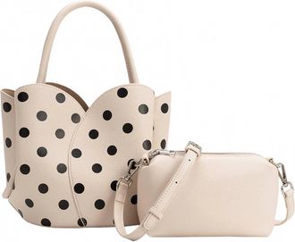 Melie Bianco Womens Tulip Polka Dot Top Handle Bag In Cream