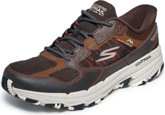 Skechers Mens Go Run Trail Altitude 2.0 Rocky Hill Slip-On Sneakers, Brown and Orange Leather/Textile, 10.5 UK