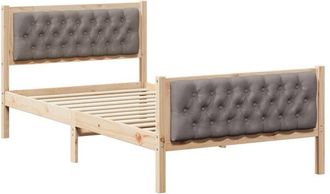 vidaXL Bed Frame with Headboard Taupe 100 x 200 cm Solid Pine Wood vidaXL