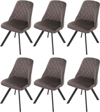 Hhg Hhg - Nunca Usado] Juego De 6 Silla De Comedor 896, Silla De Cocina, Sill&oacute;n, Silla Tapizada, Terciopelo Met&aacute;lico, Marr&oacute;n Oscuro