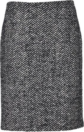 Miu Miu Wollen Blend Rits Rok - Dames - Korte rokken - Zwart - L - Wol - Rokken