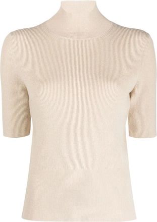 Joseph Turtlenecks, female, Beige, M, Mock Neck Short Sleeve Top