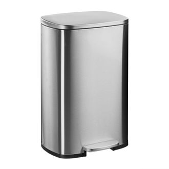 Relaxdays Relaxdays - Cubo Basura Ba&ntilde;o 50 Litros, Papelera Cocina Cierre Suave, Pedal, Bote Residuos Rectangular Extra&iacute;ble, Plateado