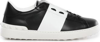 Valentino Garavani Calfskin Open Sneaker - Heren - Sneakers - Zwart - 42 EU - Leer - Schoenen