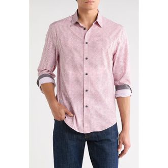 Brooklyn Brigade Geometric Watercolor Button-Up Shirt in Red at Nordstrom Rack, Size Xx-Large