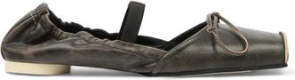 Maison Margiela Leren ballerina met vierkante neus - Dames - Ballerinas - Zwart - 36 EU - Leer - Schoenen