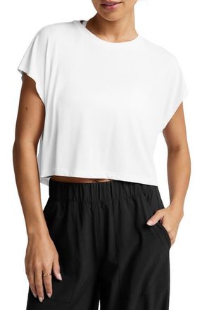 Beyond Yoga Studio Knit Crop T-Shirt in White at Nordstrom, Size X-Large