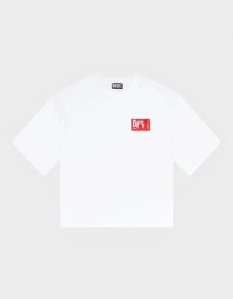 Diesel Womens T-Rowylabel T-Shirt White Red - Size: 12