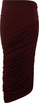 Magda Butrym Womens Midi Asymmetric Skirt Burgundy Viscose