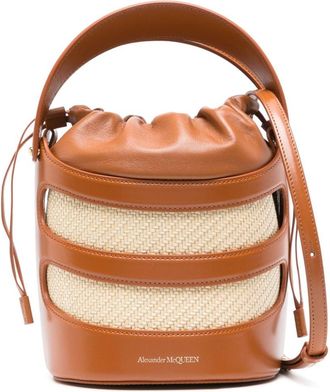 Alexander McQueen Rise bucket bag - women - Calf Leather/Raffia - One Size - Brown