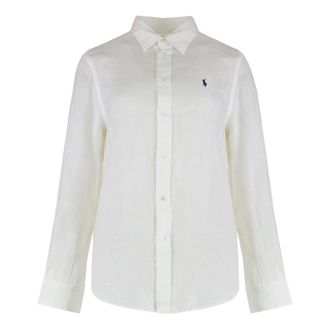 Polo Ralph Lauren Shirts, female, White, Size: M Classic Fit Linen Shirt