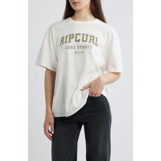 Rip Curl Varsity Sports Graphic Heritage Tee in Bone/Khaki at Nordstrom, Size Xx-Small