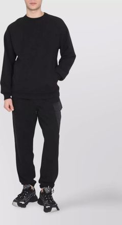 Ten c raglan sleeve crewneck sweatshirt with patch detail