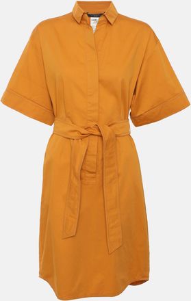 Max Mara Yellow Satin Belted Midi Dress