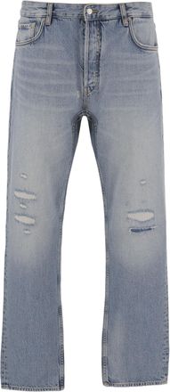 Emporio Armani Distressed Cotton Denim Jeans with Washed Effect