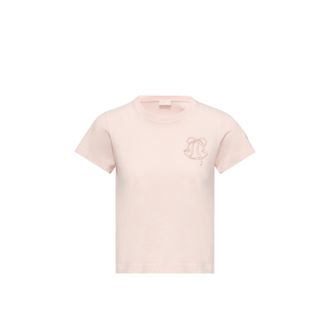 Moncler Moncler Embroidered Logo Cotton T-shirt, Women, Pink, Size: Xl