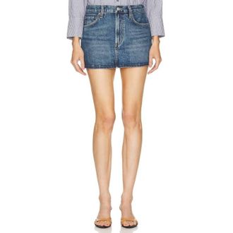 A Gold E Alek Mini Cotton Denim Skirt, Waist Size 26