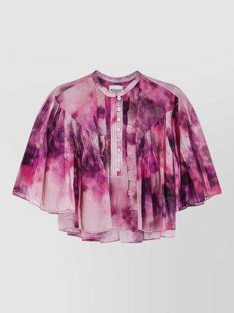 Isabel Marant cotton printed ruffled cropped blouse