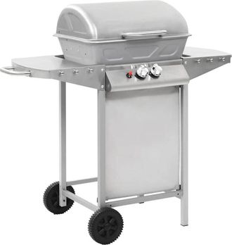 vidaXL Barbecue a Gas con Griglia 2 Fornelli Argento Acciaio Inox - Vidaxl