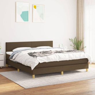 vidaXL Cama Box Spring Con Colch&oacute;n Tela Marr&oacute;n Oscuro 160x200 Cm Vidaxl
