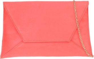 Girly HandBags Plain Suede Clutch Bag Medium Coral