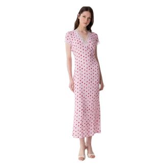 Mar De Margaritas Midi Dresses, female, Pink, Size: L Abito midi mezza manica con inserti in pizzo