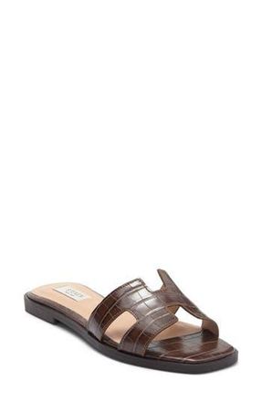 Steven New York Harlien Slide Sandal in Brown Crocodile at Nordstrom Rack, Size 6.5