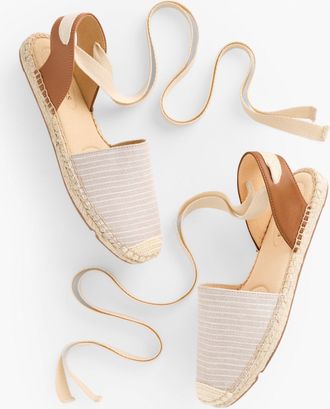 Talbots Izzy dOrsay Espadrille Flats - Stripe - Fawn/White - 5 1/2 M Talbots