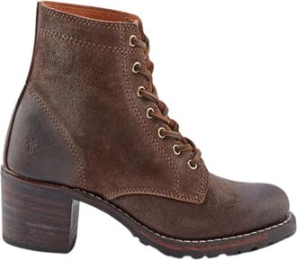 Frye Womens Sabrina 6G Lace Up Boots In Dark Brown